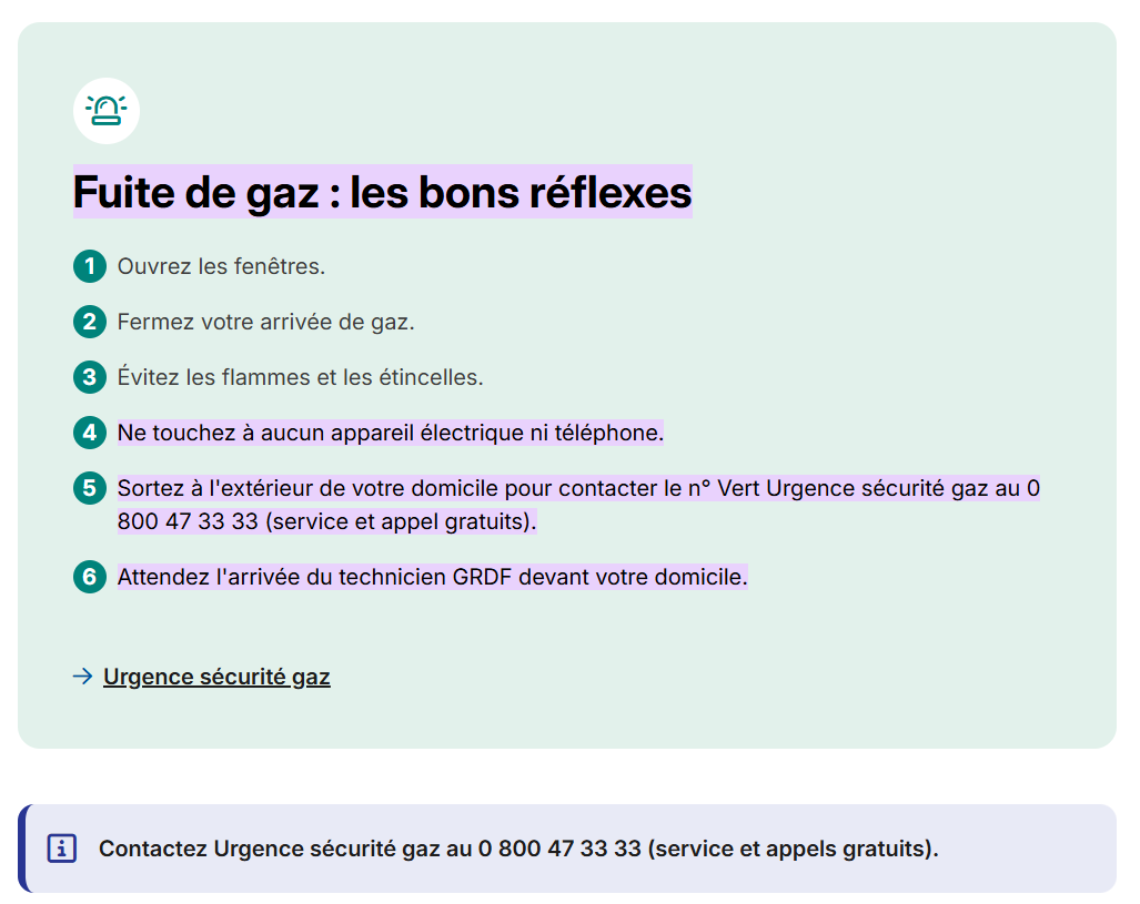 Fuite Gaz